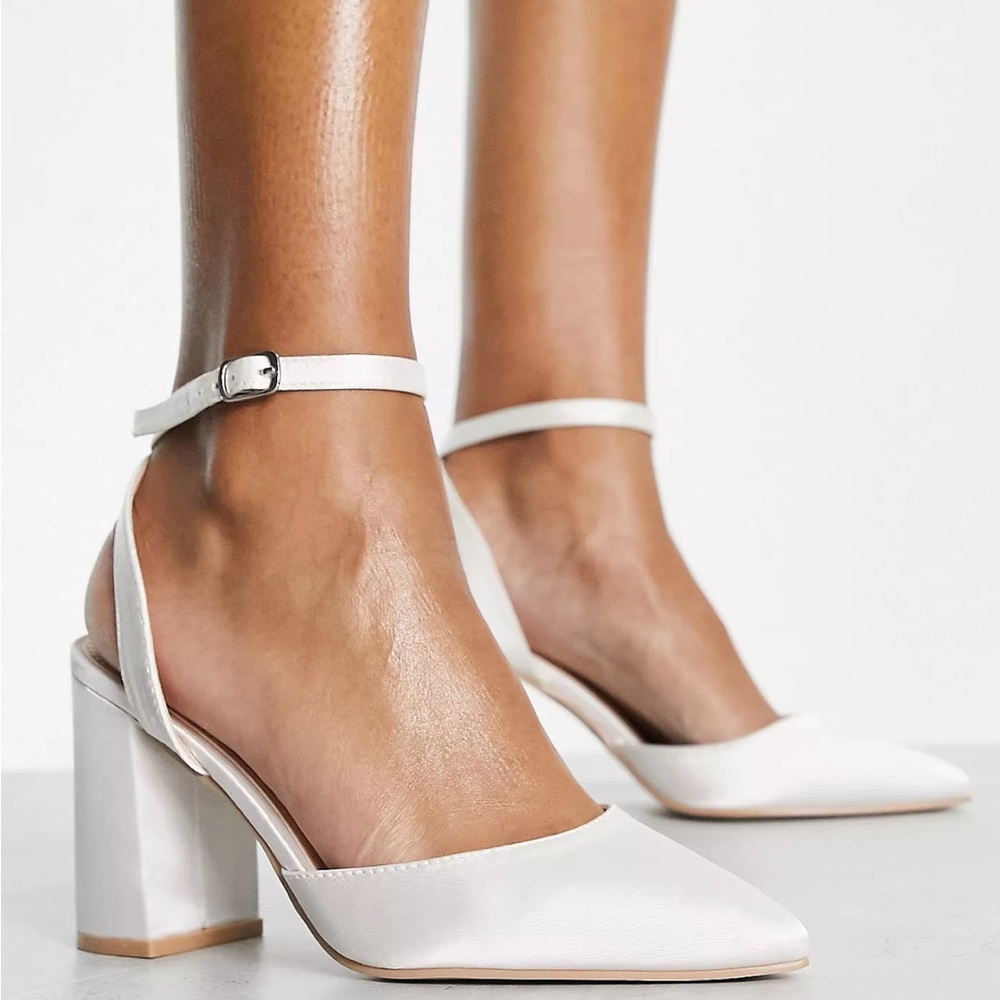 ASOS Be Mine Wide Fit Bridal Neima block heeled shoes size 7